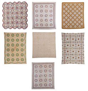 Group of Seven American Quilted Textiles