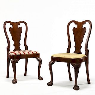 A Pair of Queen Anne Massachusetts Carved Side Chairs