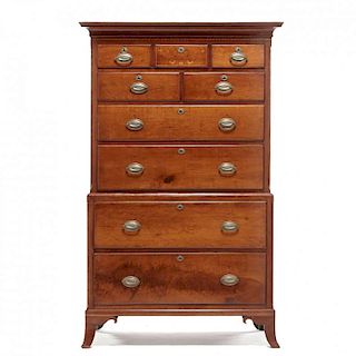 Pennsylvania Federal Inlaid Cherry Chest on Chest