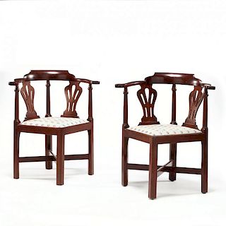Pair of American Chippendale Corner Chairs