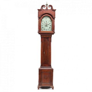 Pennsylvania Chippendale Inlaid Carved Walnut Tall Case Clock