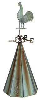 American Folk Art Copper Rooster Weathervane and Cupola