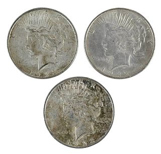 Three Rolls Silver Peace Dollars
