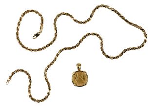 1792 Spanish Gold Escudo, Chain 