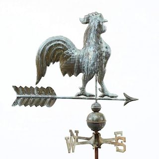 American Molded Full Bodied Copper Rooster Weathervane