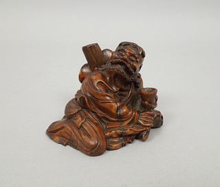 Fine Chinese Huali Wood Carving of Bodhidharma.