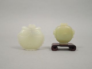 Two Chinese White Jade Carved Snuff Bottles.