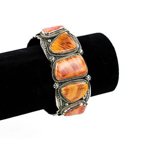 Mary Deyea Navajo Orange Spiny Oyster Cuff Bracelet