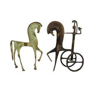 (2) Etruscan Brass Horses incl Frederick Weinberg