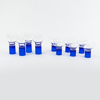(10) Set of Cobalt Blue Wine Glasses by Pierre Cardin