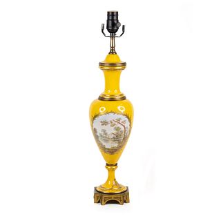 Sevres Antique Yellow Painted Bronze Fitted Table Lamp