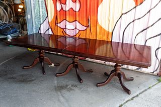 19th C Georgian Style Mahogany Pedestal Dining Table