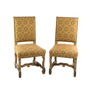 (2) French Style Os-De-Mouton Upholstered Side Chairs