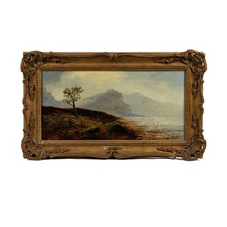 19th C Clarence Roe Evening Signed Landscape Painting 