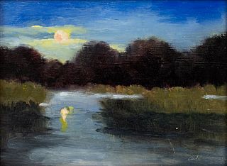 James E. Calk Signed Landscape Oil Painting
