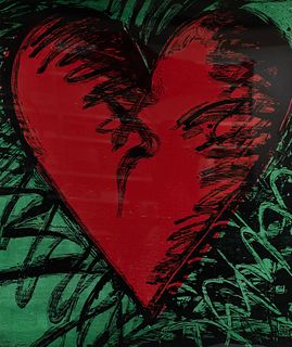 Jim Dine Rancho Woodcut Heart Color Serigraph Print