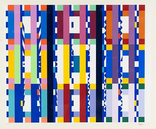 Yaacov Agam Movement in Bleu Space I Signed Serigraph