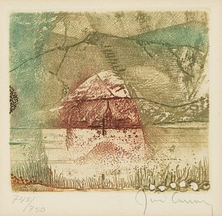 Rene Carcan La Meuse Abstract Color Etching Print 