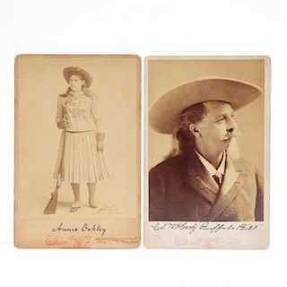 Cabinet Card Portrait Photographs of Annie Oakley and Buffalo Bill
