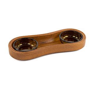 Jens Quistgaard Dansk Teak Tray & Smoked Glass Bowls 