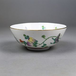 Japanese Porcelain Ware Floral and Butterfly Bowl