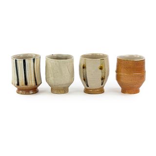(4) Michael Simon Salt Glazed Pottery Drinking Cups