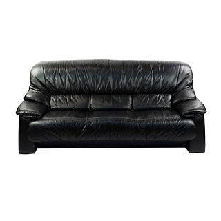 Modern Italian Black Leather Sofa