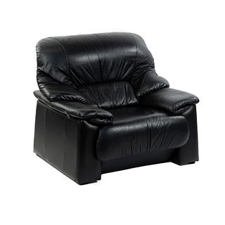 Modern Italian Black Leather Club Chair