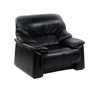 Modern Italian Black Leather Club Chair