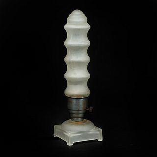 Art Deco Frosted Glass Torpedo Style Boudoir Table Lamp