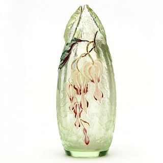 Galle, Unusual Enameled Bleeding Heart Vase