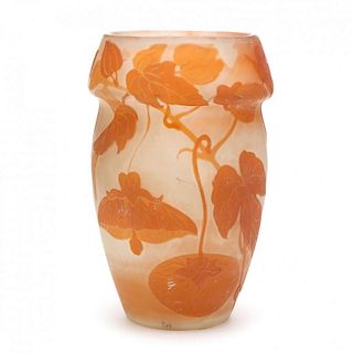 Galle, Morning Glory Cameo Glass Vase
