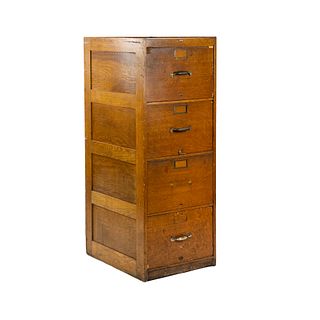 Vintage Globe Wernicke Oak 4 Drawer File Cabinet