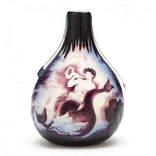 Louis Damon, Cameo Bottle Vase of Triton