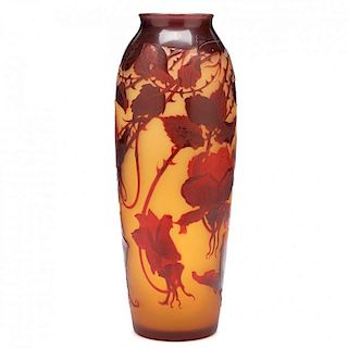D'Argental, Columbine Flower Cameo Glass Vase