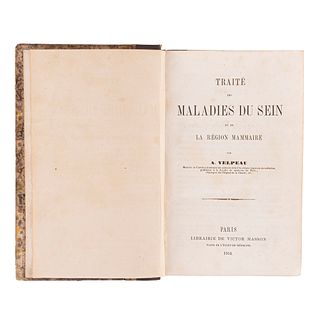 Velpeau, Alfred. Traite des Maladies du Sein et de la Region Mammaire. Paris: Librairie de V. Masson, 1854. VIII láminas en color.