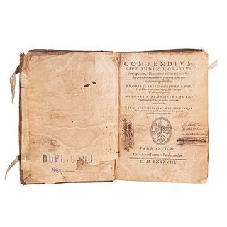 Francisco, Campos. Compendium sive Index Moralium Conceptuum... Salmanticae, 1588.