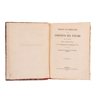 Memoria de Gobernación del Estado Libre y Soberano de Hidalgo. Pachuca: Imprenta del Gobierno del Estado, 1874.