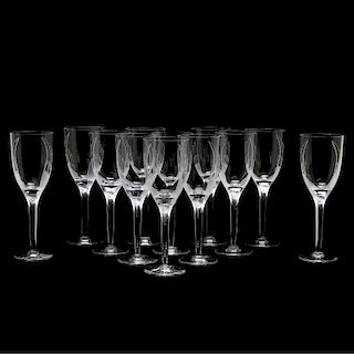 Set of Twelve Lalique "Angel" Champagne Flutes