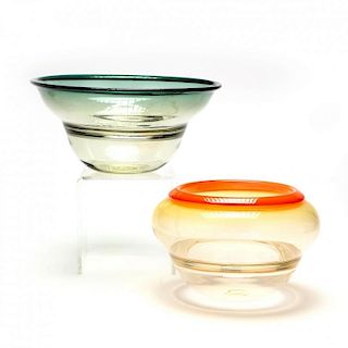 Benjamin Moore (Am., 20th Century), Two Art Glass Bowls