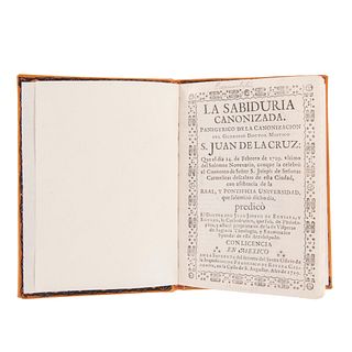 Eguiara y Eguren, Juan Joseph. La Sabiduría Canonizada. Panegyrico de la Canonización del Glorioso Doctor Místico. México, 1729