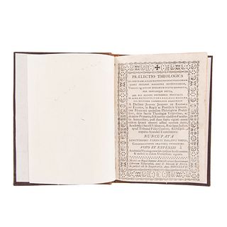 Eguiara y Eguren, Juan José de. Praelectio Theologica in Sorteoblatam Distinctionem Vigessiman... México, 1747. Una lámina plegada