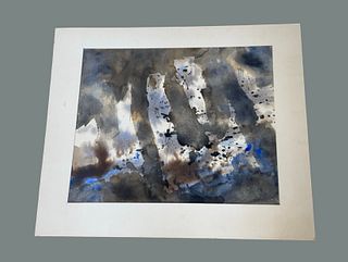 Signed DON VOGL 1966 Watercolor on Paper Titled "Snow Thaw"