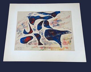 Mid Century Signed DON VOGL Mixed Media Titled "Floating Forms"