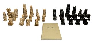 Mid Century Carved Onyx Chess Set