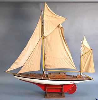 Pond Boat, on stand, as is, height 54 inches, length 50 inches.