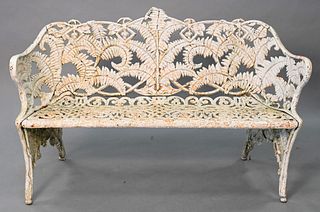 Victorian Iron Bench, fern pattern, attributed to Fisk, height 33 inches, width 55 inches.