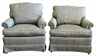 Pair of Upholstered Easy Chairs, height 31 inches, width 29 inches.