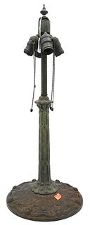 Large Lamp Base, having four sockets over bronze shaft and base, with acorn pulls, height 25 1/2 inches.