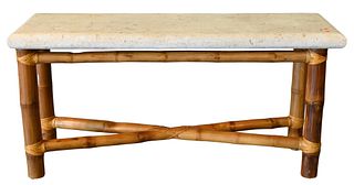 Bamboo Sofa Table, having poured top, height 29 inches, top 19" x 59".